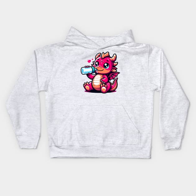 Adorable Baby Dragon Kids Hoodie by aswIDN
